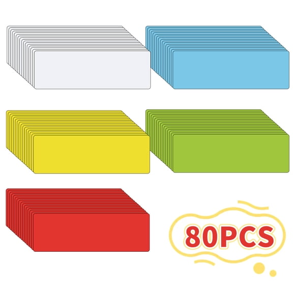 Dry Erase Magnetic Labels, 80 Pcs Magnetic Name Tags Sheets Waterproof Reusable Sticker for Classroom Office Cabinet Whiteboard Fridge 1.2" X 3.2" Multicolor
