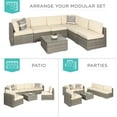 thumbnail image 3 of Best Choice Products 7-Piece Outdoor Modular Patio Conversation Furniture, Wicker Sectional Set - Gray/Cream, 3 of 8