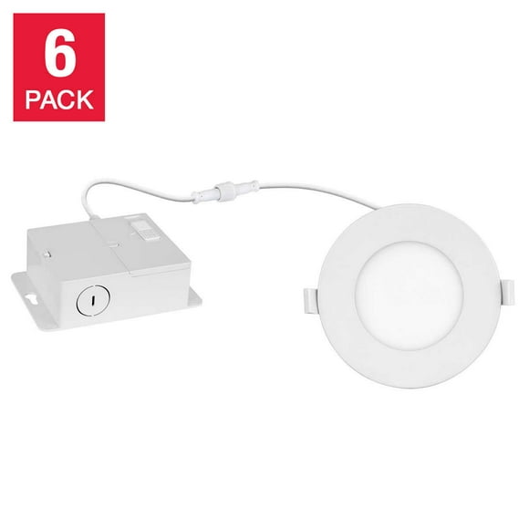 Luminus LED 10cm (4in) Panneau avec Boîte de Jonction Détachée et Couleur Sélectionnable (5 CCT) - 6 pack