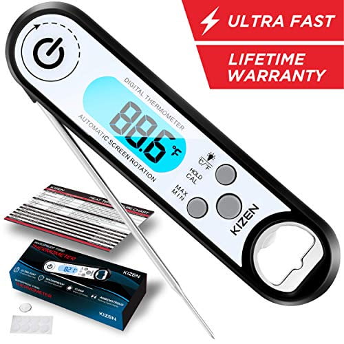 Kizen IP100 Instant Read Meat Thermometer Waterproof Ambidextrous