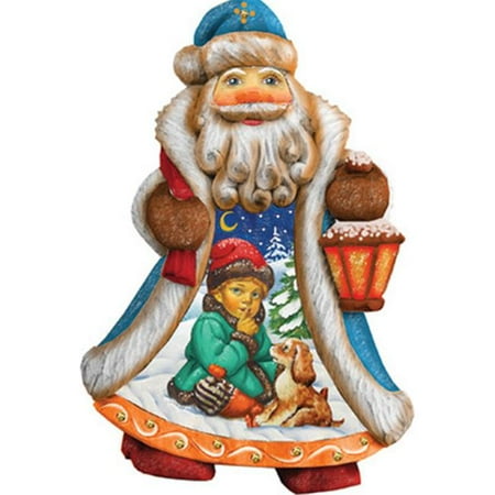 GDeBrekht 661423 5 in. Santa Boy With Dog Ornament Figurine With Scenic Painting
