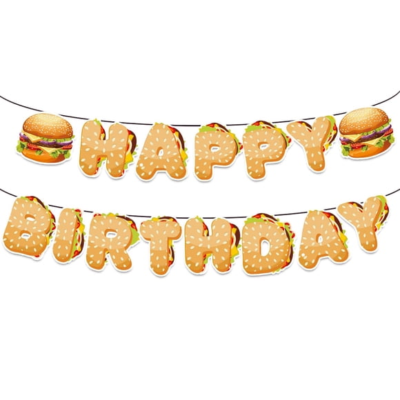 Banner Rijcy Hamburger para decoración de fiesta de cumpleaños