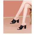 thumbnail image 1 of High Heels Slippers Women Platform Shoes Summer Block Heel Leather Slides Ladies Office, 1 of 3
