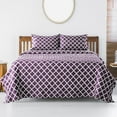 thumbnail image 6 of Lux Decor California King Bed Sheets 4 Piece, Soft Microfiber, Deep Pockets - Quatrefoil Pattern, 1 Fitted & 1 Flat Sheet, 2 Pillowcases, Purple, 6 of 8