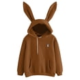 thumbnail image 2 of Lolmot Womens Rabbit Ear Hoodie Solid Color Bunny Ear Long Sleeves Drawstring Cute Embroidery Pullover Sweatshirts, 2 of 5