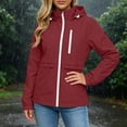 thumbnail image 6 of vdgthytj Womens Rain Jacket Windproof Drawstring Hooded Jackets Lightweight Waterproof Solid Travel Hiking Outwear with Pockets(X-Large,Red), 6 of 7