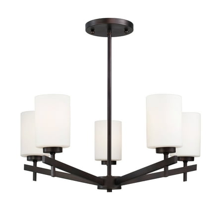 5 Light Antique Bronze Chandelier With Satin Opal Glass Com 5 Light Antique Bronze Chandelier With Satin Opal Glass