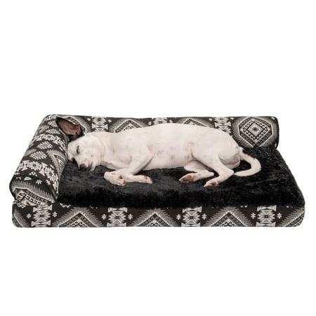 UPC: 0842229122923 | FurHaven Pet Products Southwest Kilim Deluxe Chaise Lounge Cooling Gel Memory Foam Sofa-Style Pet Bed for Dogs & Cats – Black Medallion Medium