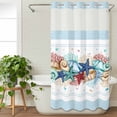 thumbnail image 3 of Sky Blue Ocean Starfish No Hook Shower Curtain Waterproof, Bathroom Curtains with Snap in Liners and See Through Top Window, Summer Coastal Coral Conch Hotel Style Bathtub Curtains Shower 36"Wx72"L, 3 of 8