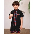 thumbnail image 3 of IDOPIP Toddler Baby Boys Mexican Outfits Short Sleeve Button Up Shirt+Shorts Traditional Ethnic Wear, 3 of 10