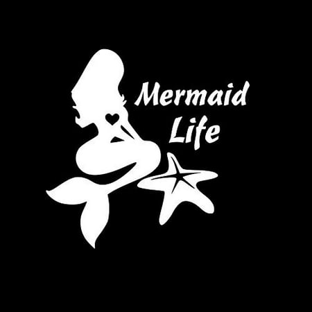 Mermaid Life Starfish Decal Vinyl Sticker|Cars Trucks Vans Walls Laptop| White |5.5 x 5.5