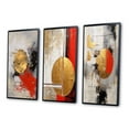 thumbnail image 3 of Designart "Lunar Redemption Abstract in Gold and Red III" Abstract Painting Framed Wall Art Set Of 3 - Gold Modern Frame Gallery Set For Office Decor, 3 of 6