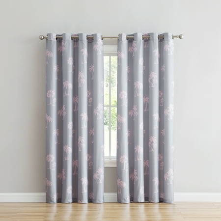 Mainstays Palm Tree Printed Grommet Curtain Panel Walmart Com
