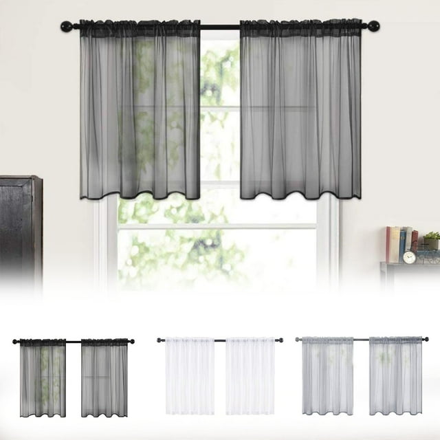 Unbeatable Price,Solid Colour Short Curtains, Semi-Sheer Kitchen and Bathroom Curtains, Thin Home Curtains for Windows, Light Filtering Curtains for Privacy and Style, | 100%Polyester, A-880