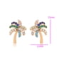 thumbnail image 2 of Aretes Broquel Palma Swarovski Esmeralda, Zafiro Oro 18K Lam dorado Unitalla, 2 of 7