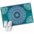thumbnail image 2 of Teal Blue Boho Bathroom Mats 2x3 FT,Non Slip Small Kitchen Mat,Retro White Rustic Flower Ethnic Pattern Washable Soft Backed Front Door Throw Rugs Indoor Outdoor Doormats for Entryway Sink, 2 of 8