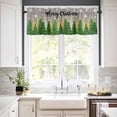 thumbnail image 3 of Green Christmas Tree Kitchen Curtains and Valances Set, Merry Christmas Pine Trees Snowing Grey Rod Pocket Window Valance Window Curtain Panels for Living Room Bedroom Laundry, 27.5x36in, 3 Pieces, 3 of 7