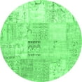 thumbnail image 1 of Ahgly Company Indoor Round Patchwork Emerald Green Transitional Area Rugs, 5' Round, 1 of 4