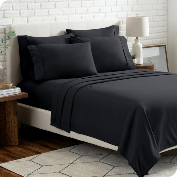 Bare Home Luxury Bed Sheet Set - Premium 1800 Collection - 4 Piece - Twin, Black