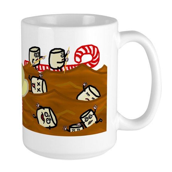 CafePress - Marshmallows Drowning In Hot Chocolate Large Mug - 15 oz Ceramic Large Mug