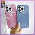thumbnail image 6 of Canvas Denim Half Wrap Phone Case, Fashionable and Creative, Large Hole Design, Anti-Drop, for iPhone 15 14 13 12 11 Pro Max Mini XS XR 7 8 Phone Case (Pink,iPhone 15 Pro Max), 6 of 8