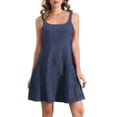 thumbnail image 1 of VESTIDO DE MEZCLILLA PARA MUJER INSPIRE CHIC, ESCOTE CUADRADO, A-LINE, CASUAL, MINI DRESS TALLA S AZUL OSCURO, 1 of 6