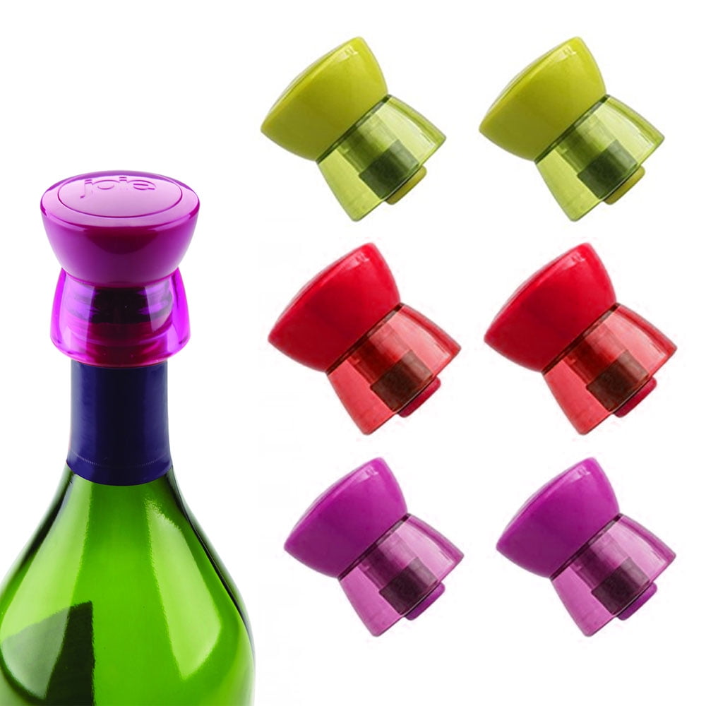 6Pc Joie Wine Bottle Stopper Twist Top Seal Saver Vacuum Preserver