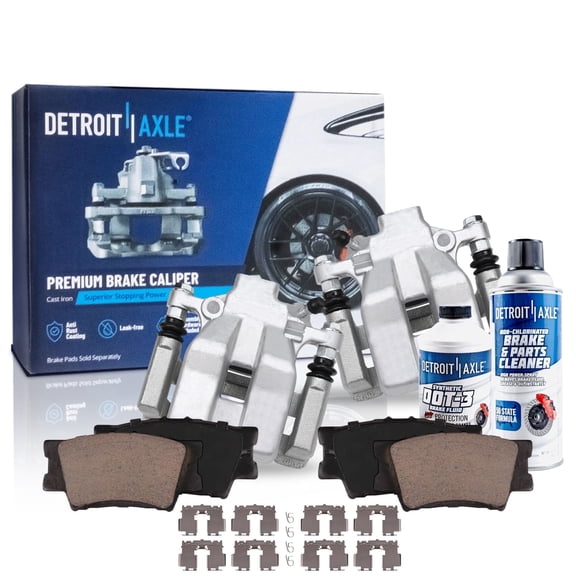 Detroit Axle - 6pc Rear Brake Kit for 2007-2012 Lexus ES350, 2008-2011 Toyota Avalon, 2007-2011 Camry, Disc Brake Calipers Ceramic Brake Pads 2009 2010 Replacement