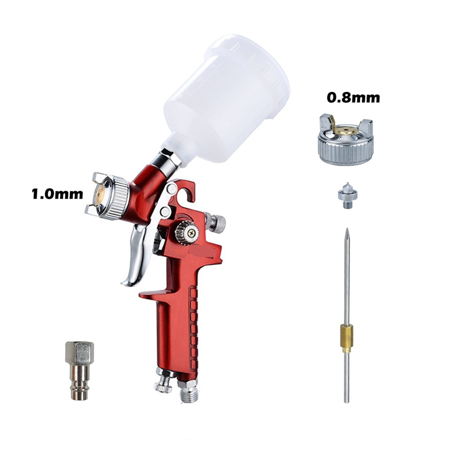 0.8mm/1.0mm Mini Spary Gun Paint Airbrush Feed Air Brush for Wall Car Painting Nail Cake Decorate Painting Spraying ,Adjustable Nozzles