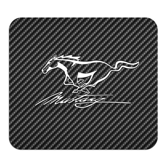 Ford Mustang Script Black Carbon Fiber Texture Graphic PC Mouse Pad for Gaming and Office