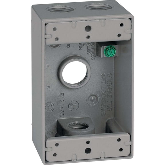Southwire Single Gang 1/2 In. 4-Hole Gray Weatherproof Junction Box WB1450-UPC