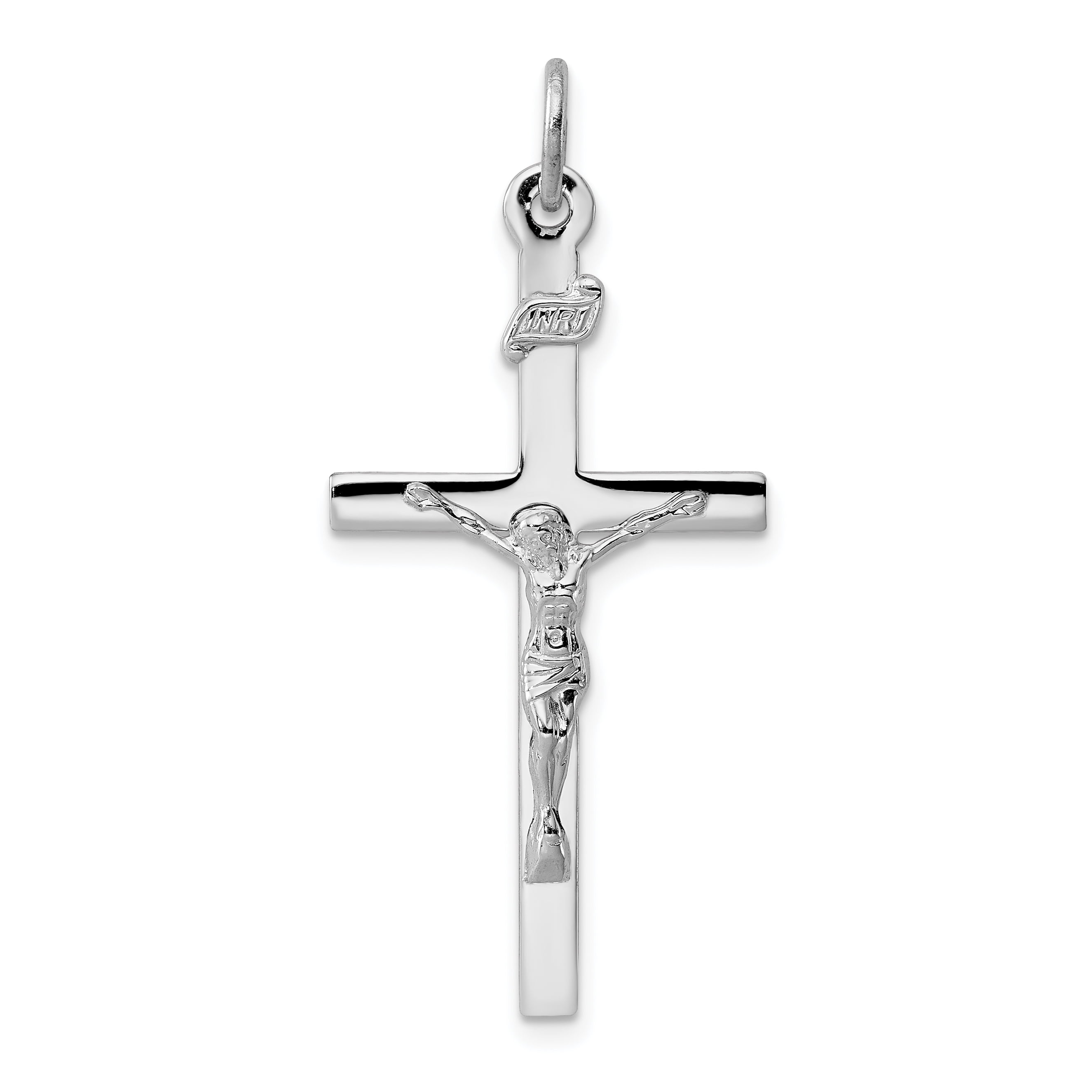 18mm x 39mm Jewel Tie Sterling Silver INRI Crucifix Cross Pendant