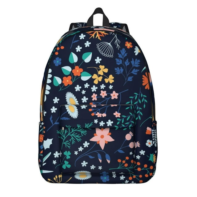 Spring Garden Bloom Backpack – Romantic Floral Print, Lightweight Canvas Bookbag with Large Capacity for Women and Students