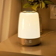 Hansang Sunrise Alarm Clock, Wake up Light Alarm Clock, 3 Ways Dimmable Modern Small Digital RGB Bedside Lamp for Heavy Sleeper