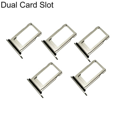 Image of Grofry Replacement Metal Phone Single/Dual Slot SIM Card Holder Tray Silver 5Pack Dual Card Slot
