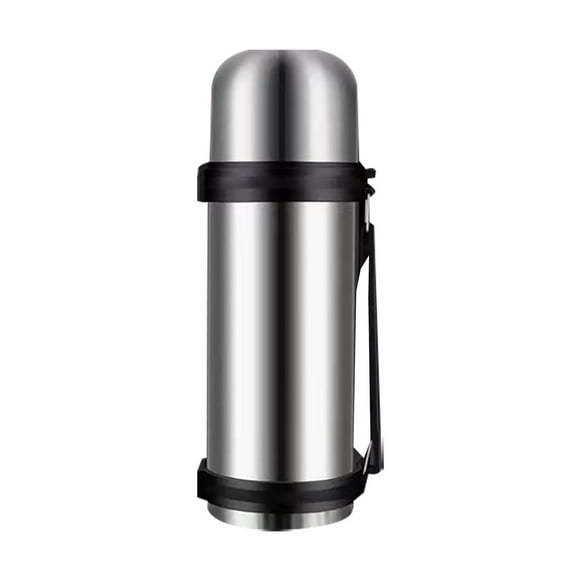 MOQIN Grand Contenant Isotherme à Café pour Voyage, Bouteille d'Eau en Acier Inoxydable Isolée avec Tasse et Poignée, Pichet d'Eau pour Boissons Chaudes et Froides 24 H, Flasque Isotherme pour Camping, Pêche et Travail