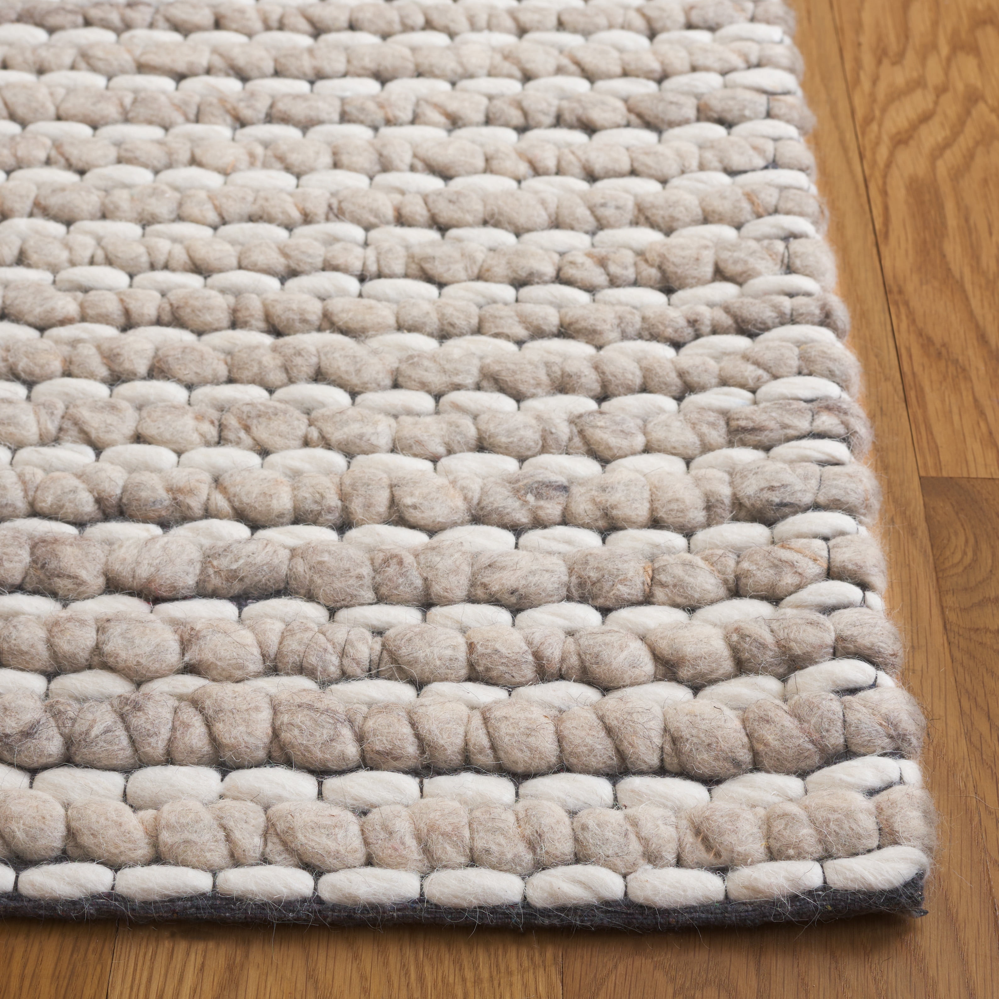 SAFAVIEH Marbella Burton Striped Wool Area Rug, Silver/Ivory, 3' x 5'