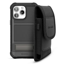 Encased Belt Case Designed for iPhone 14 PRO Case with Built-in Screen Protector, Metal Kickstand and Holster Clip (Phone Holder Pouch) - Black