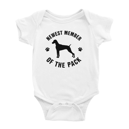 

Newest Member of The Pack Weimaraner Dog Funny Baby Jumpsuits Boy Girl