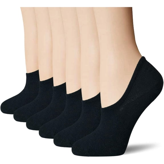 Xiao Hua Women's Thin Low cut Cotton Ankle Socks, Invisible Socks, Suitable for Flat Shoes and Sneakers, Sizes 9-11, black -6 pairs