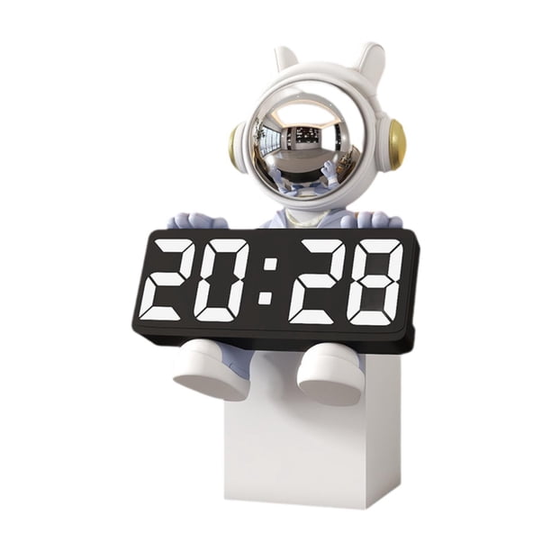 Reloj despertador digital con diseño de astronauta, adorno de resina, estatua para habitación infantil azul claro