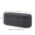 thumbnail image 6 of GZXS Multi-Functional Oval Storage Bench in Dark Gray Teddy Fabric, Indoor Foam-Padded Extra Seating for Bedroom or Living Room, 43"L x 17.5"W x 17.5"H, 6 of 8