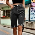 thumbnail image 2 of HXWCHs Women's Bootcut Jeans for Boots Women's Denim Ripped Shorts with Fashionable Edge Tassel Detail for Casual Style and Comfortable Daily Wear Black XL, 2 of 6