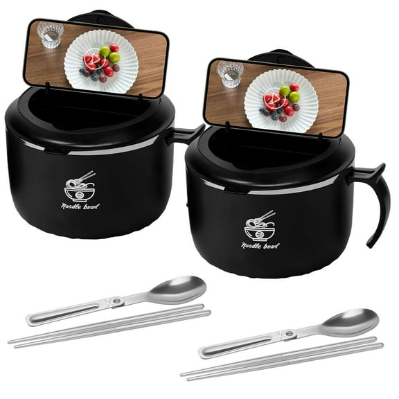 Ikoopy Ramen Bowl Set 1600ml Microwave Ramen Bowl with Spoon and Chopsticks Multipurpose for Home Office College Dorm Room