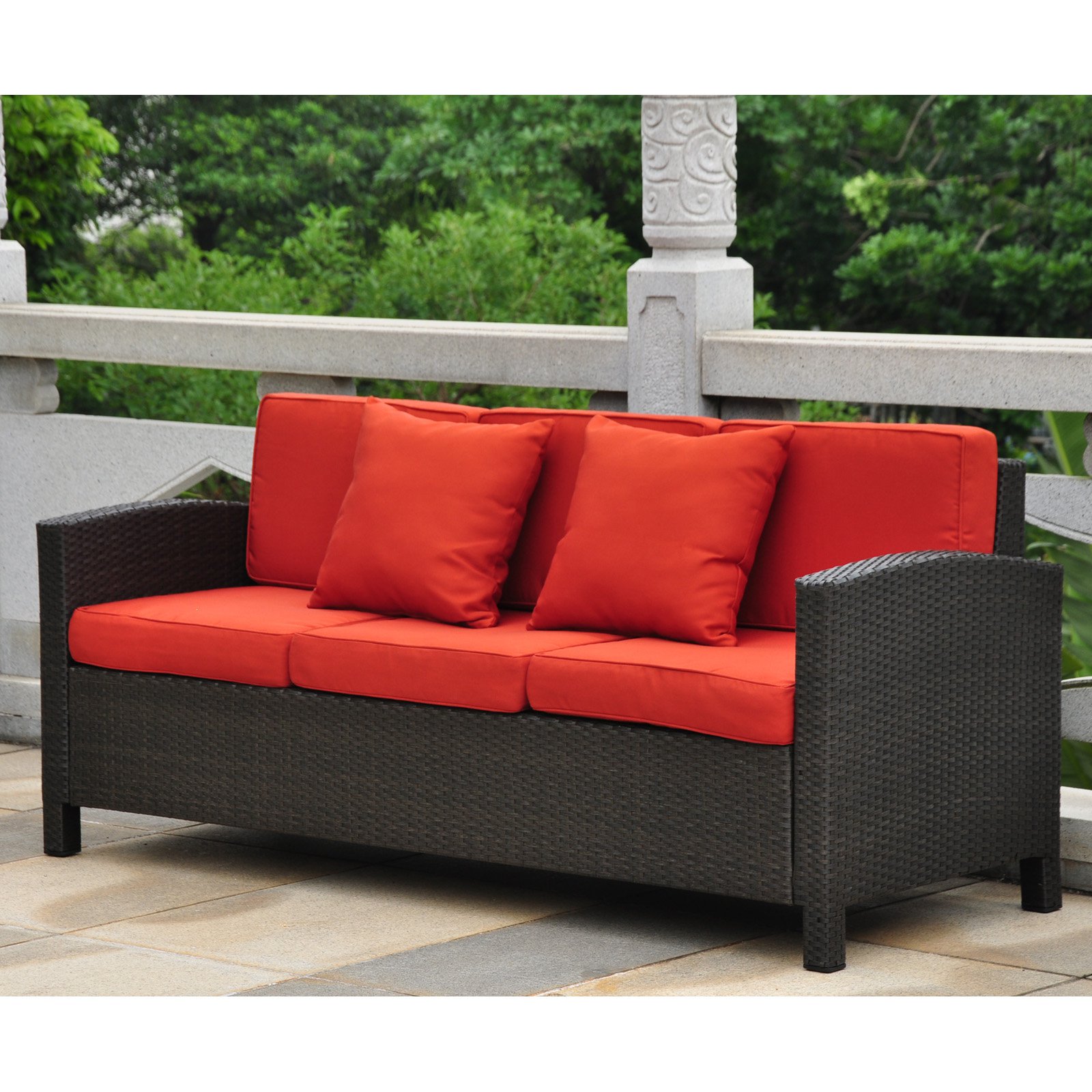 International Caravan Barcelona Resin Wicker Patio Sofa with Cushions