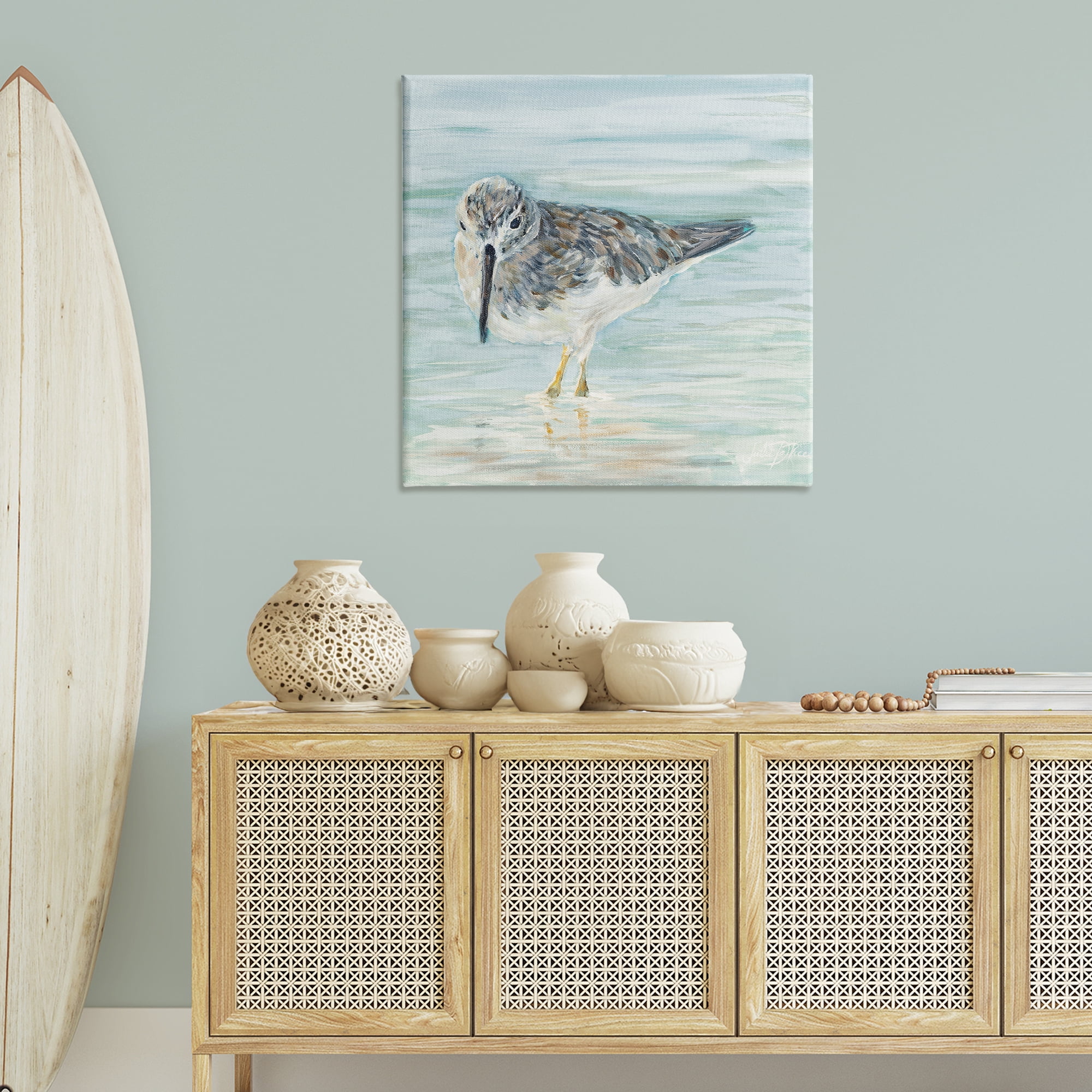 Stupell Industries Sandpiper on Shallow Shore Animals & Insects Painting Gallery Wrapped Canvas Art Print Wall Art, 36 x 36