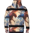 thumbnail image 7 of Kdxio Cloud Red And Blue Dragon Print Mens Casual Hooded Collar Drawstring Hoodies Pullover Sweatshirts Casual Long Sleeve Shirts-Large, 7 of 7