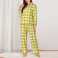 thumbnail image 2 of Balery Yellow Checkboard Conjunto de Pijama con Estampado para Mujer, Conjunto de Dos Piezas con Manga Larga, Ropa de Dormir Suave con Bolsillos, Pijamas Cómodos-Large, 2 of 7