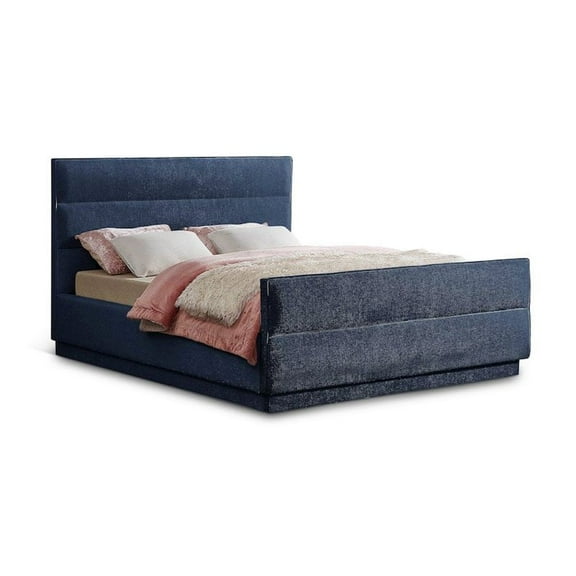 Meridian Furniture Paxton Navy Chenille Fabric King Bed