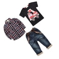 thumbnail image 1 of Conjunto genérico de ropa para bebé niño: camiseta, camisa a cuadros y pantalones vaqueros (conjunto de 3 piezas)., 1 of 9
